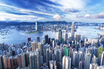 Торговый и портовый город Гонконг в Китае-Business hub and port city Hong Kong in China 