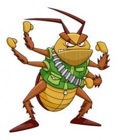 Angry Cockroach Wearing A Soldier Suit And Ready To Fight
