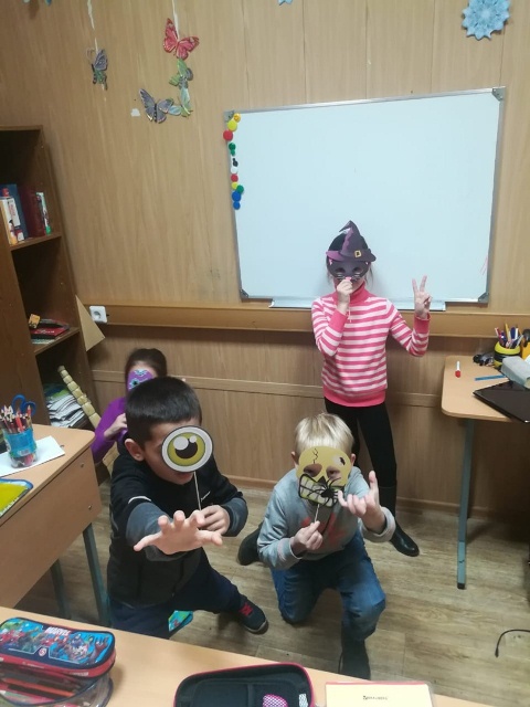 Children Playing Halloween Games At School