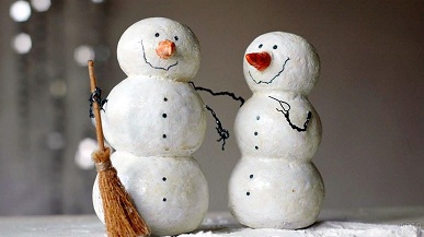 Cute Snowmen With A Broomstick