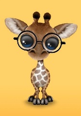 Funny Little Giraffe In Glasses Color Drawing