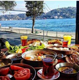 Turkish Breakfast In Front Of The Bosphorus Bridge