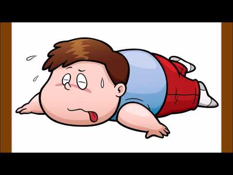 Fat Boy Tired Of Running And Sweating On The Ground