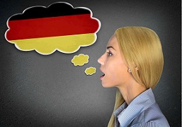 Girl Speaking A Thought Bubble With A German Flag
