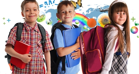 Schoolchildren Carrying School Bags